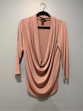 Draped Cowl Neck Women's Sweater - Dusty Rose